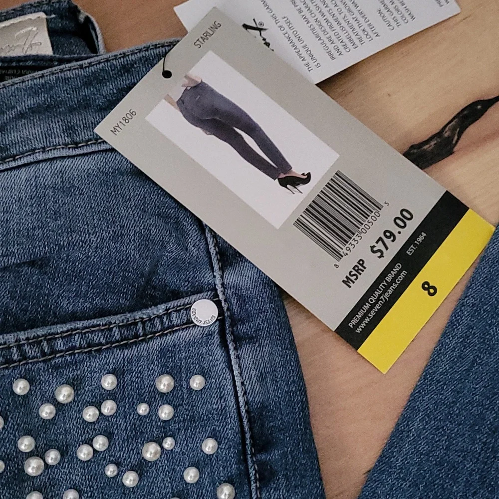 Seven7 Women's Skinny Jeans - Blue with White Accents - Picture 4 of 6